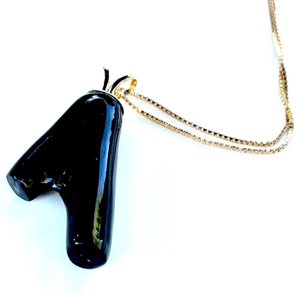 14k solid gold chain. Black coral gemstone